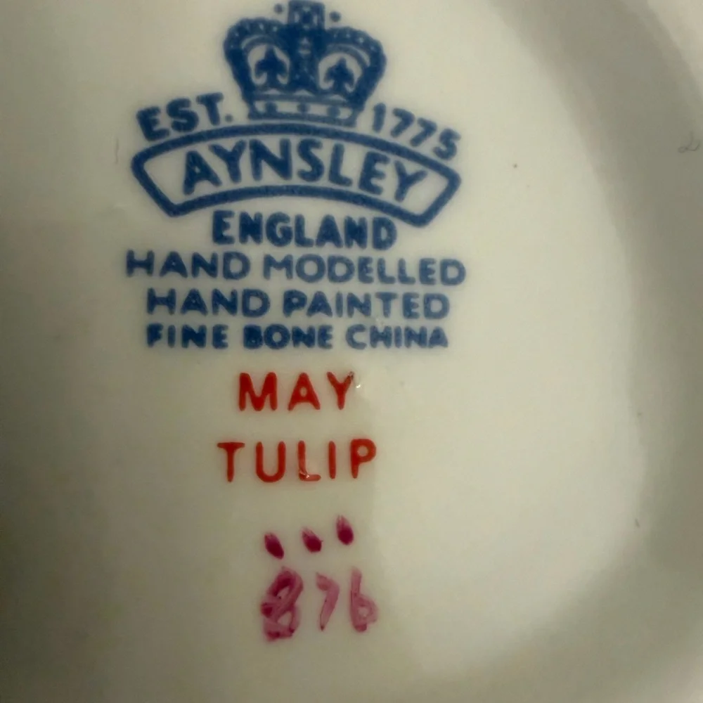 Vintage Aynsley England “May Tulip” Hand Molded Painted Bone China Figurine #876